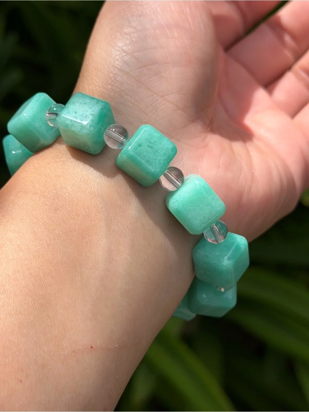 12mm strechable cubic amazonite bracelet 1751